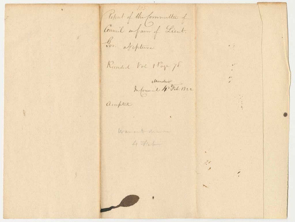 Miniature of Report 105: Report of the Committee of Council in Favor of Lieut. Gov. Neptune