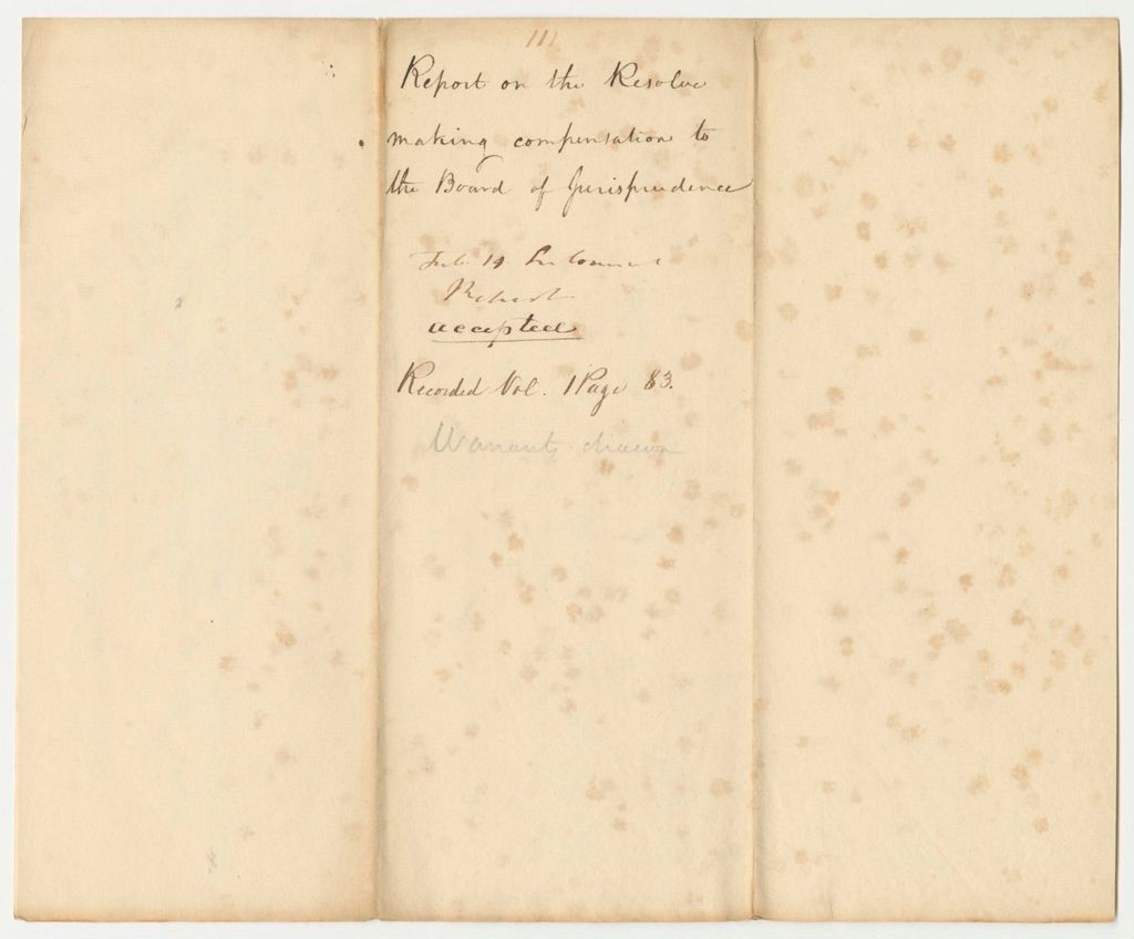 Miniature of Report 111: Report on the Resolve Making Compensation to the Board of Jurisprudence