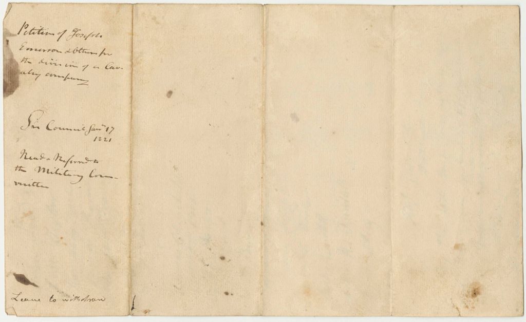 Miniature of Petition of Joseph Emerson and others for the Division of a Calavry Company