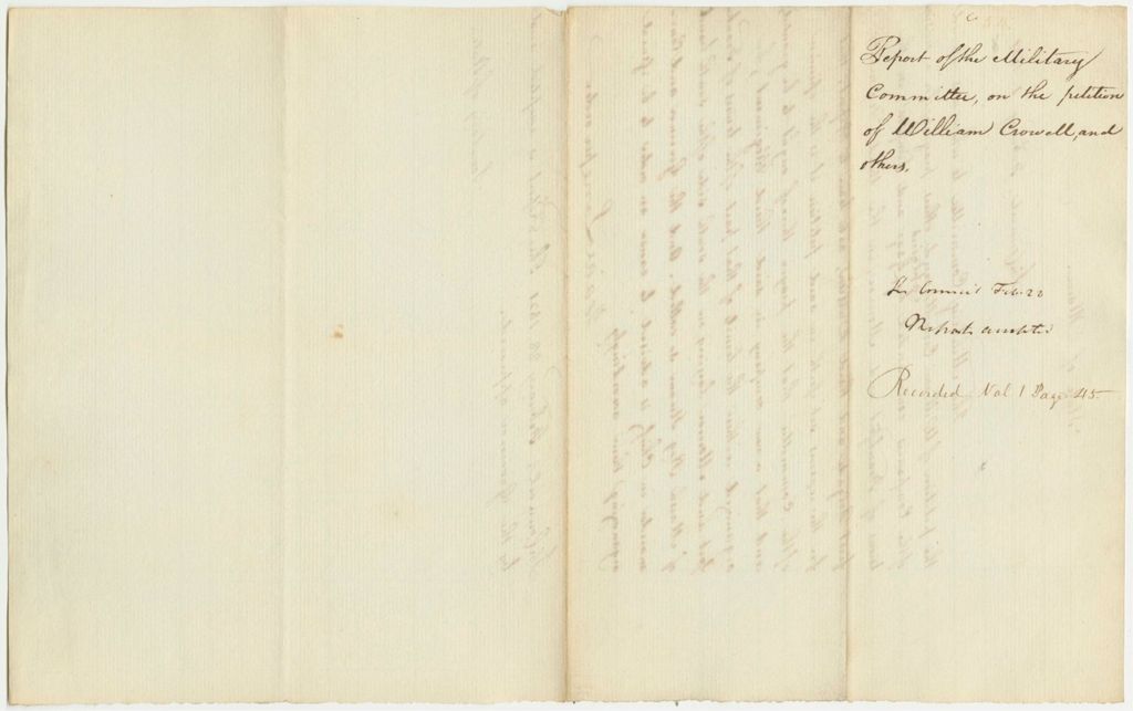 Miniature of Report 54: Report of the Military Committee on the Petition of William Cromwell and others