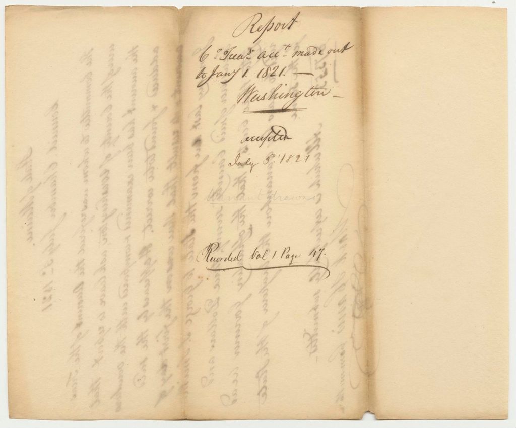 Miniature of Report 58: Report on the Account of Washington Country Treasurer made out to January 1 1821
