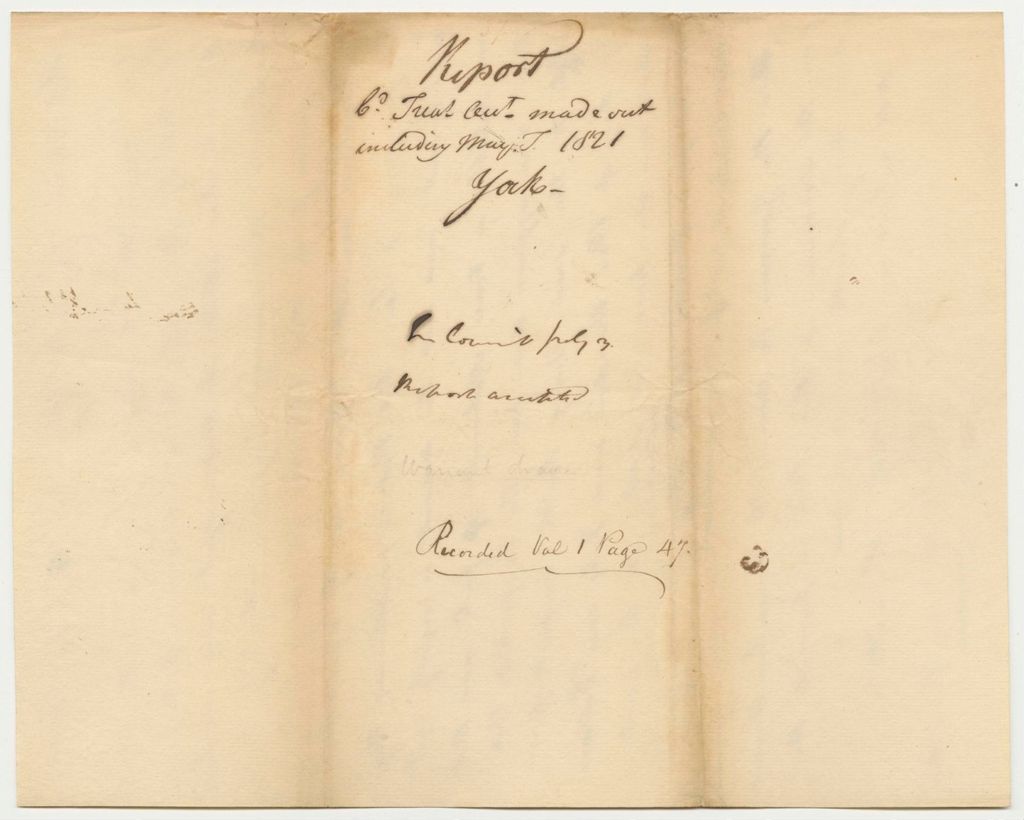 Miniature of Report 57: Report on York Co. Treasurer's Report made out to May 1821