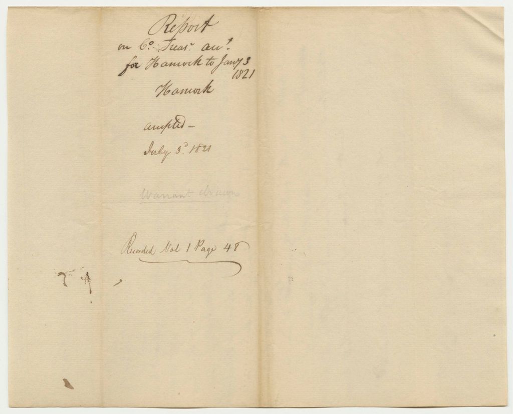 Miniature of Report 59: Report on the Account of Hancock Treasurer up to January 3, 1821