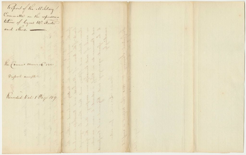 Miniature of Report 60: Report of the Military Committee on the Representation of Cyrus W. Foster and others
