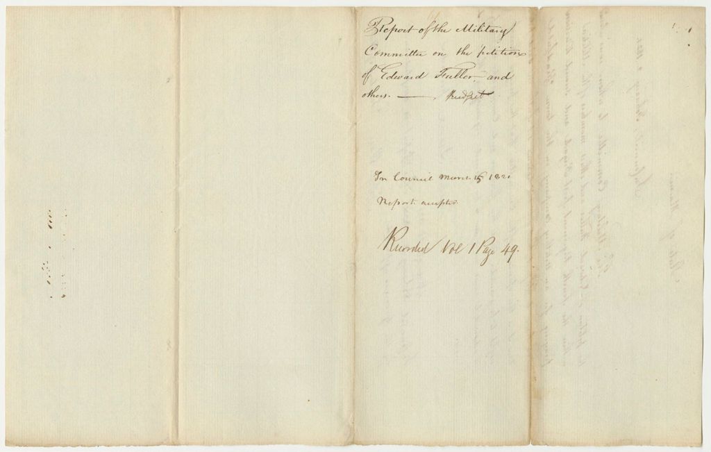 Miniature of Report 61: Report of the Military Committee on the Petition of Edward Fuller and others