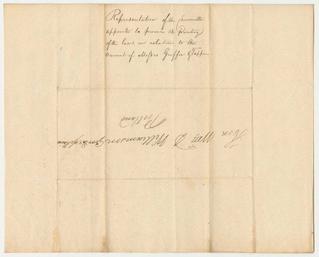 Miniature of Representation of the Committee Appointed to Procure the Printing of the Laws in Relation to the Account of Griffin and Tappen