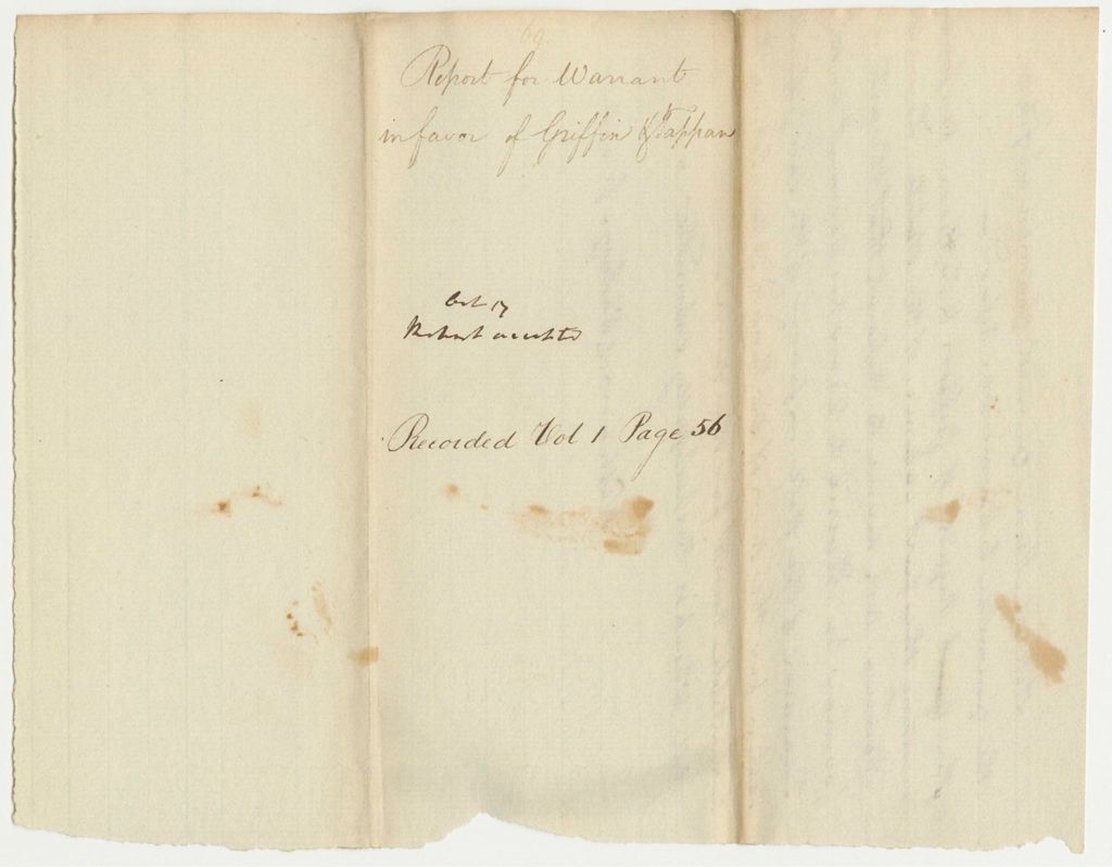 Miniature of Report 69: Report for Warrant in Favor of Griffin and Tappen