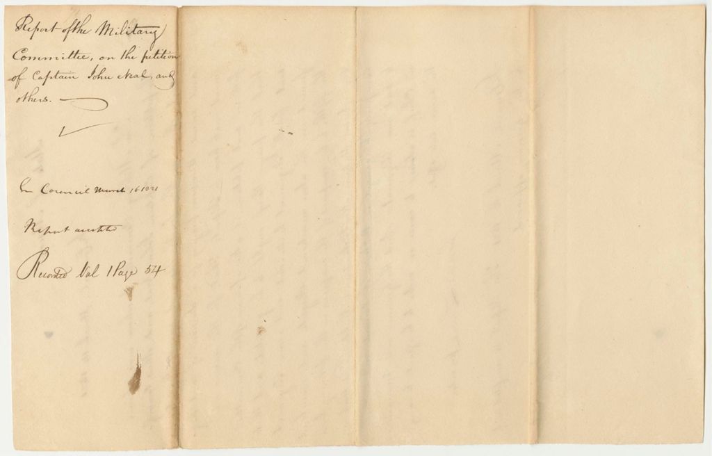 Miniature of Report 71: Report of the Military Committee on the Petition of Captian John Neal and others
