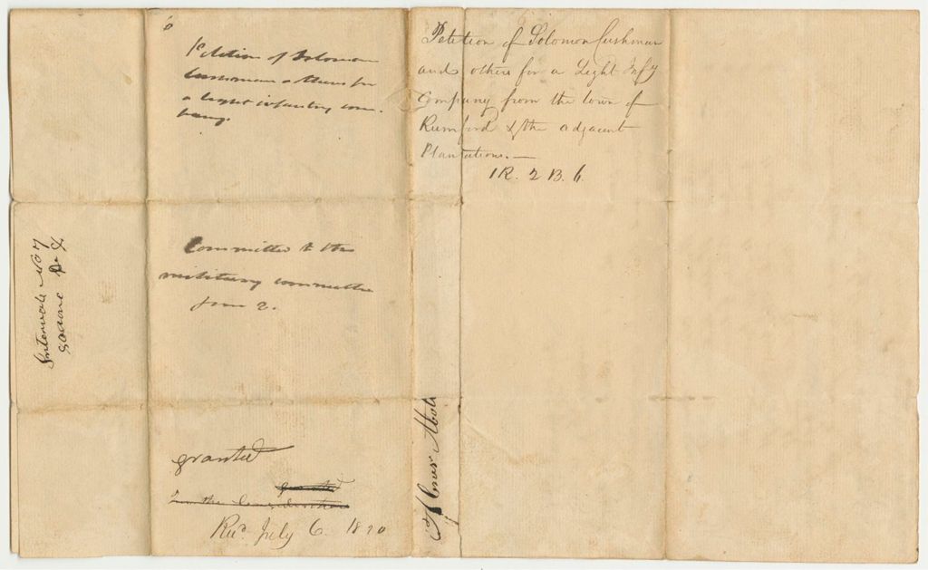 Miniature of Petition  6: Petition of Solomon Cushman and others for a Light Infantry Company From the Town of Rumford and the Adjacent Plantation