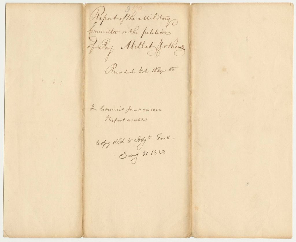 Miniature of Report 120: Report of the Military Committee on the Petition of Benjamin Milley and others