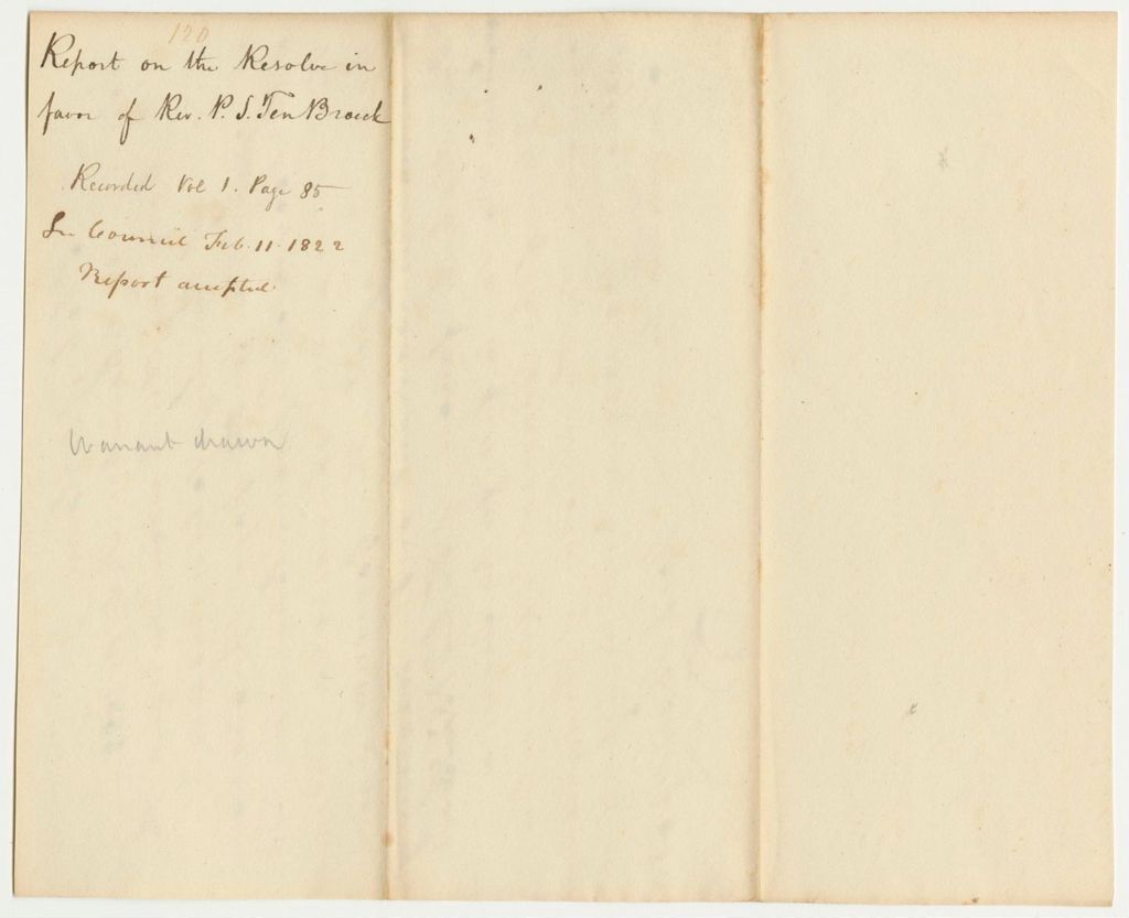 Miniature of Report 120: Report on the Resolve in Favor of Rev. P.S. TenBrook