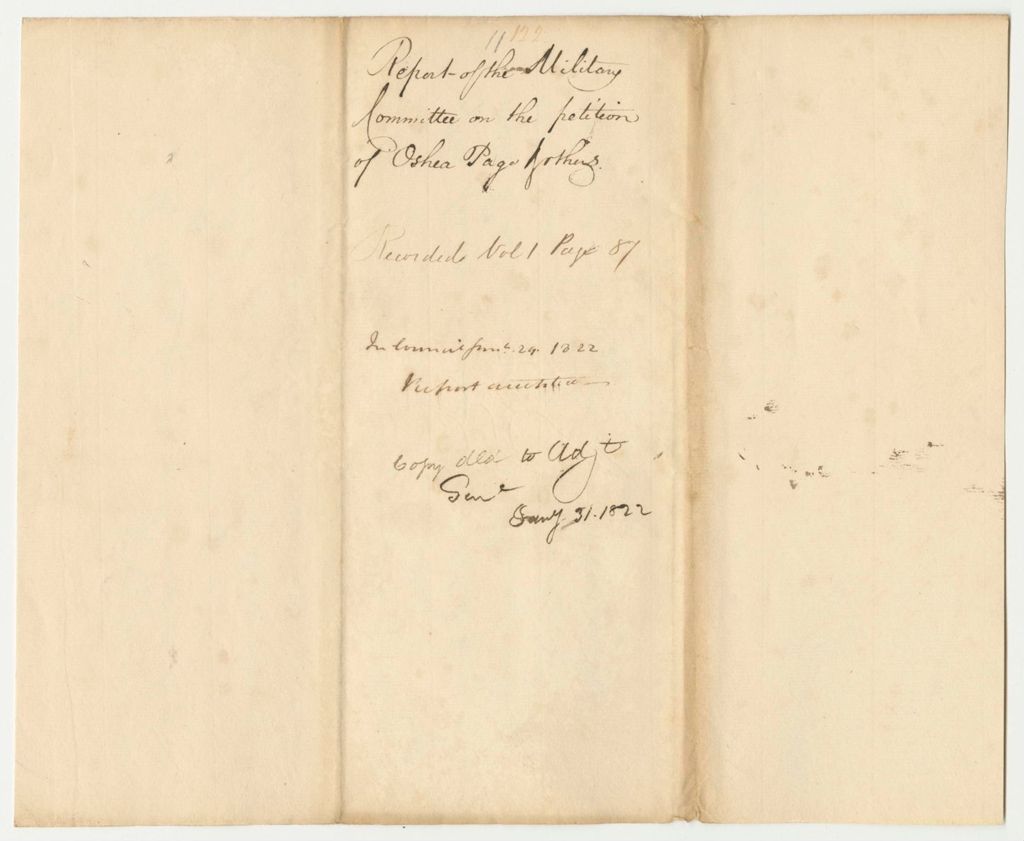Miniature of Report 122: Report of the Military Committee on the Petition of Oshea Page and others