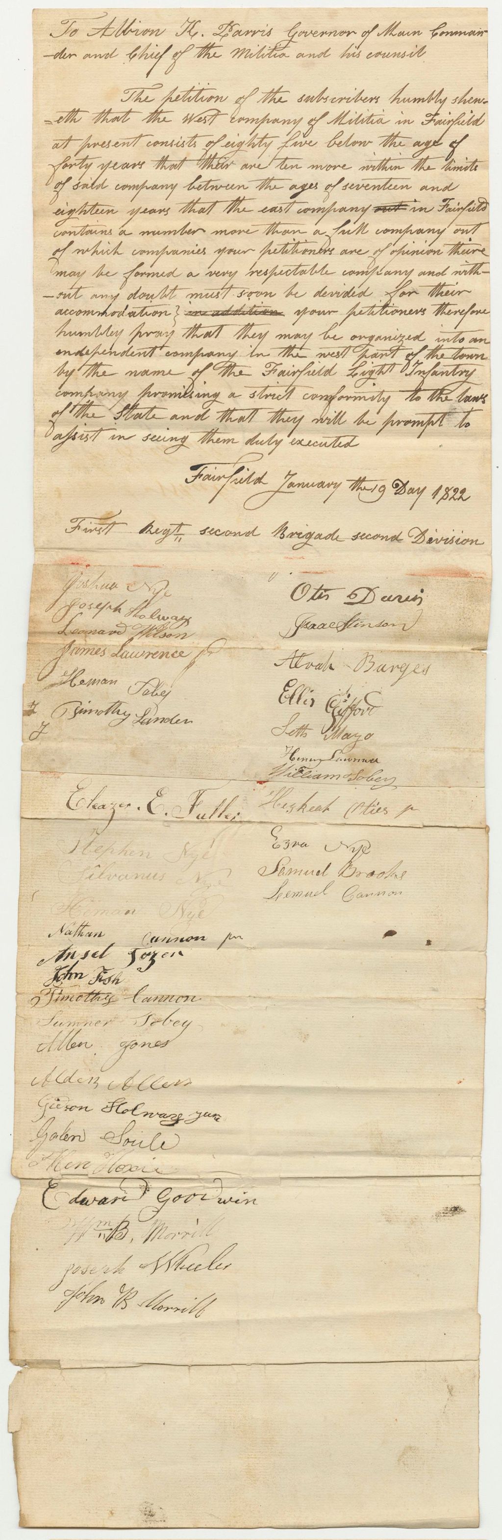 Miniature of Petition of Joshua Nye and others for a Company of Light Infantry