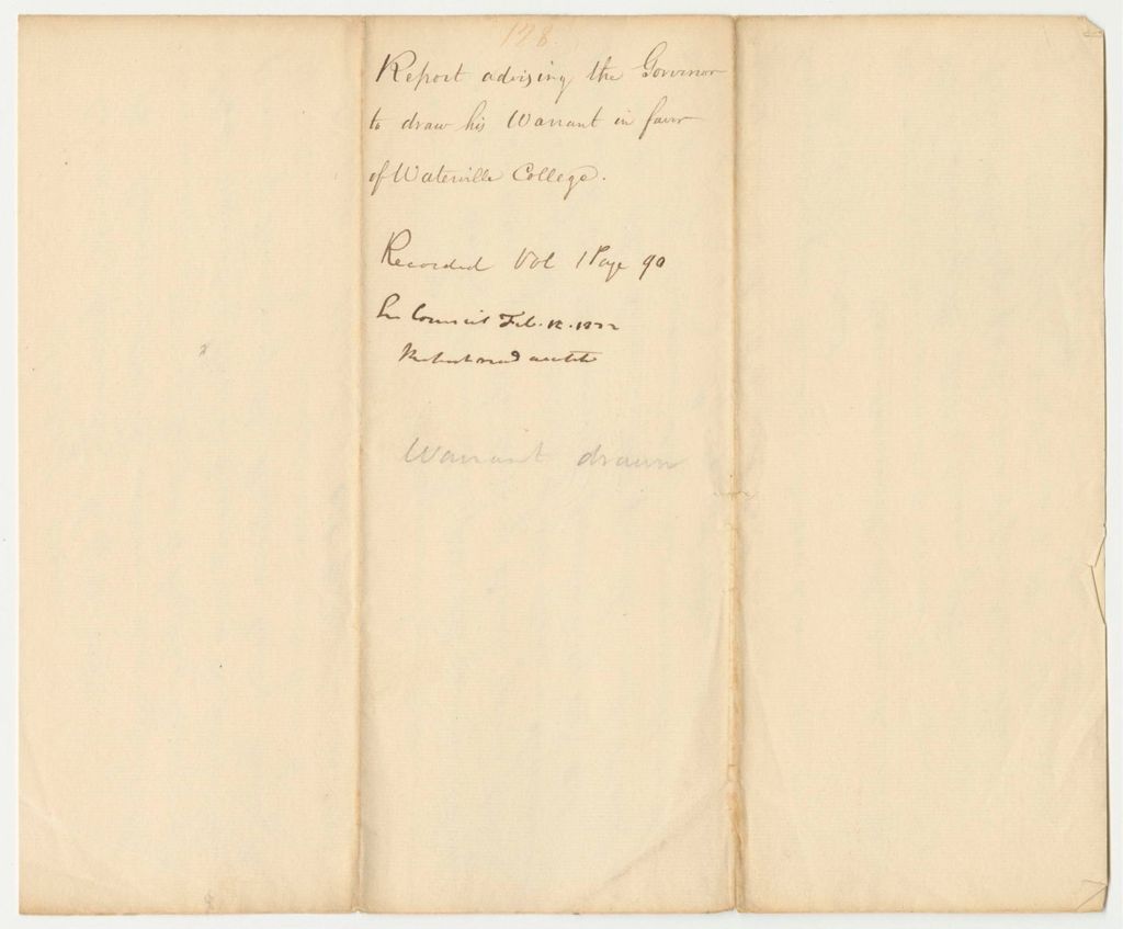 Miniature of Report 128: Report Advising the Governor to Draw his Warrant in Favor of Waterville College
