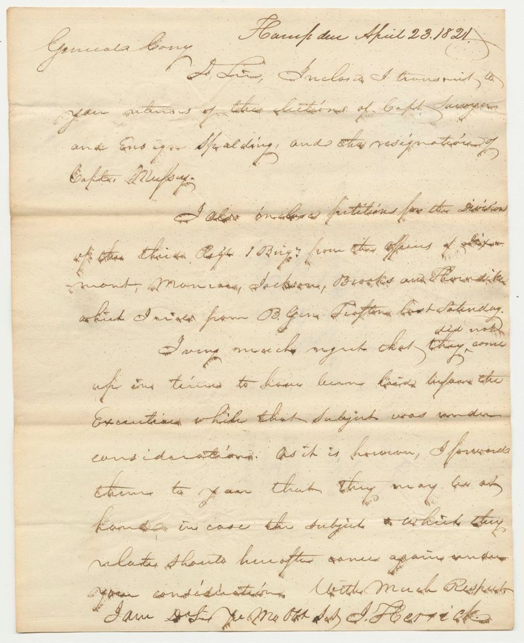 Miniature of Major General Jedidiah Herrick Enclosing Sundry Papers