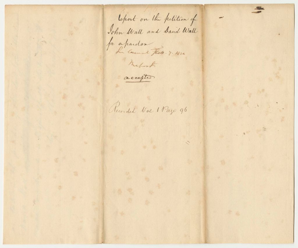Miniature of Report 136: Report on the Petition of John Wall and David Wall for a Pardon