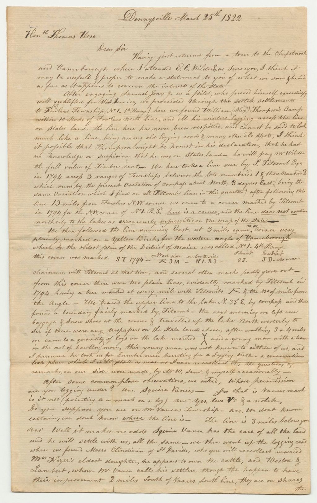 Miniature of Benjamin R. Jones Letter to Thomas Nose