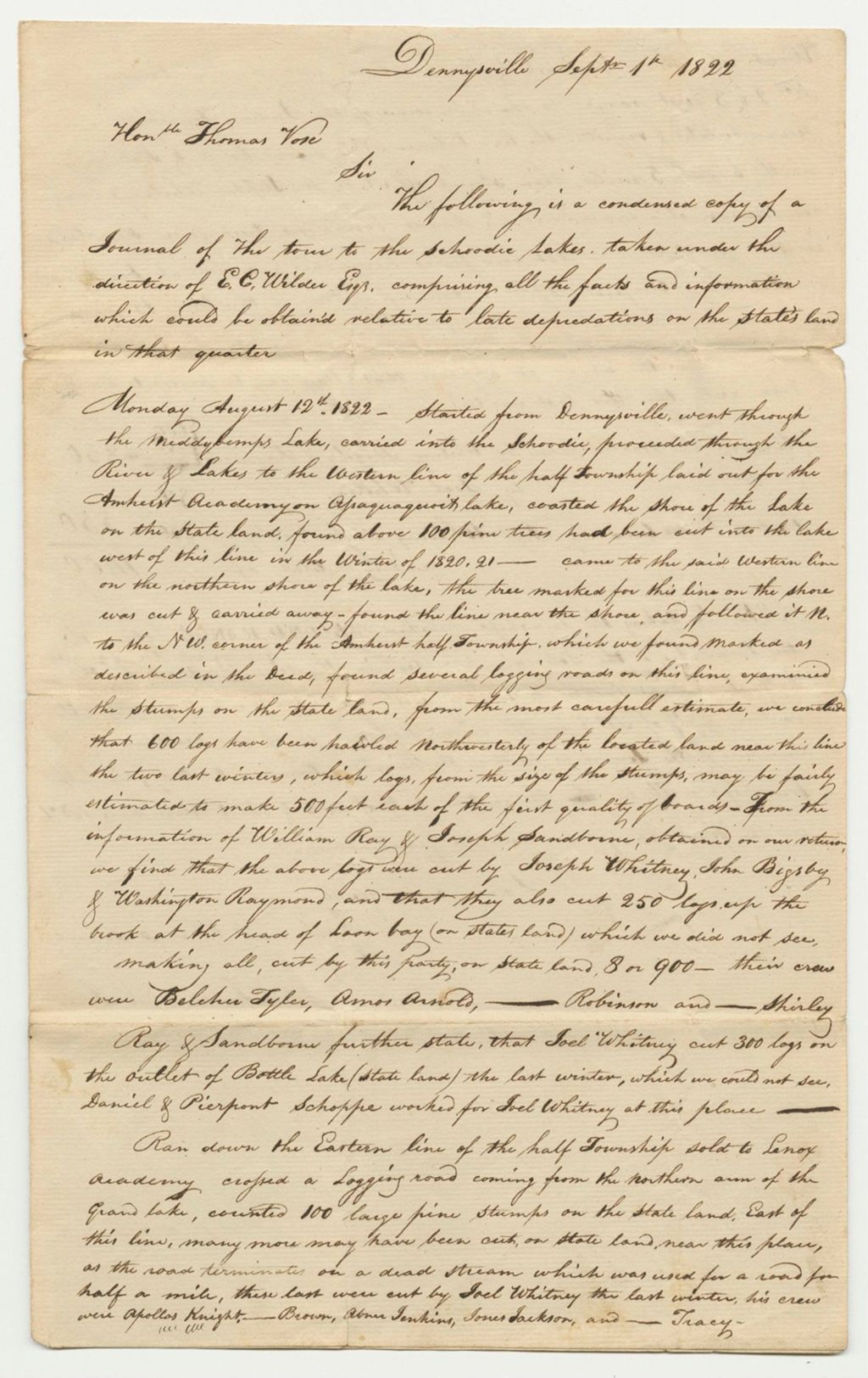 Miniature of Benjamin R. Jones Letter to Thomas Nose