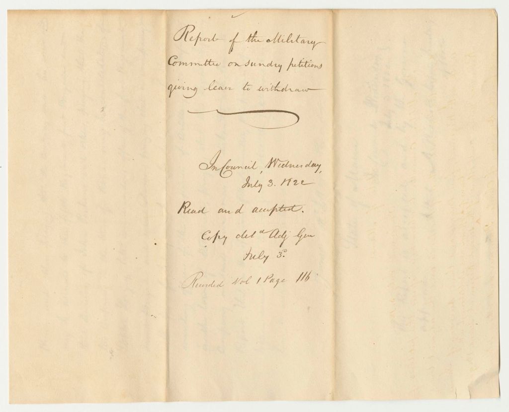 Miniature of Report of the Military Committee on Sundry Petitions Giving Leave to Withdraw