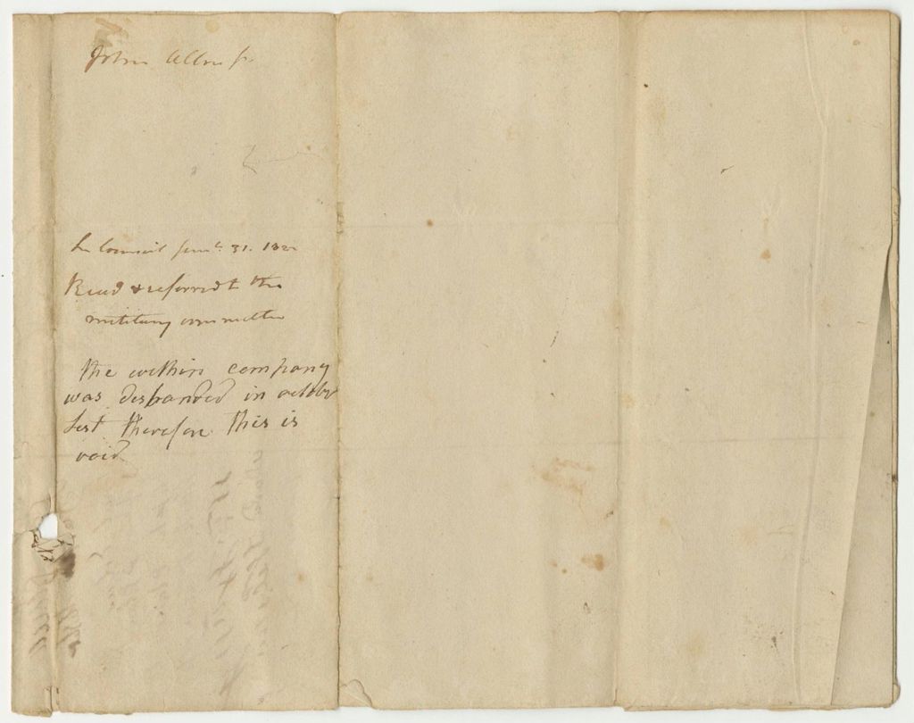 Miniature of John Allen Petition for the Companies of the 5R.1B.2D. to be Consolidated