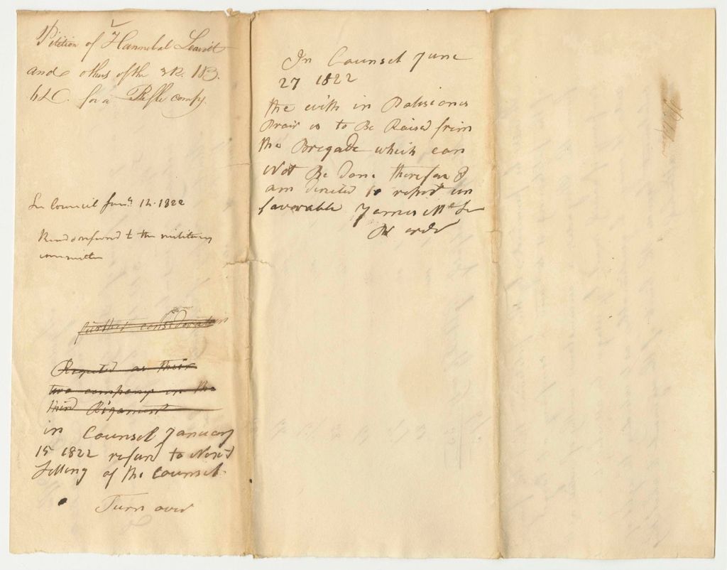 Miniature of Petition of Hannibal Leavitt and others of the 3R.1B.6D. for a Rifle Company
