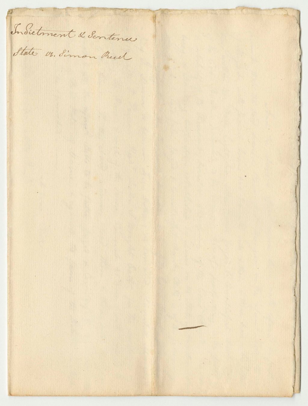 Miniature of Indictment and Sentence for State vs. Simon Reed