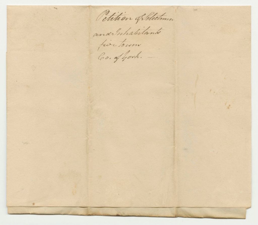 Miniature of Petition of Selectmen and Inhabitants of Five Towns in York