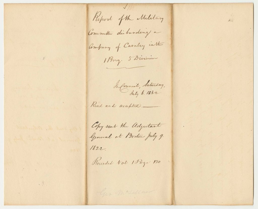Miniature of Report 162: Report of the Military Committee Disbanding a Company of Cavalry in the 1B.5D.