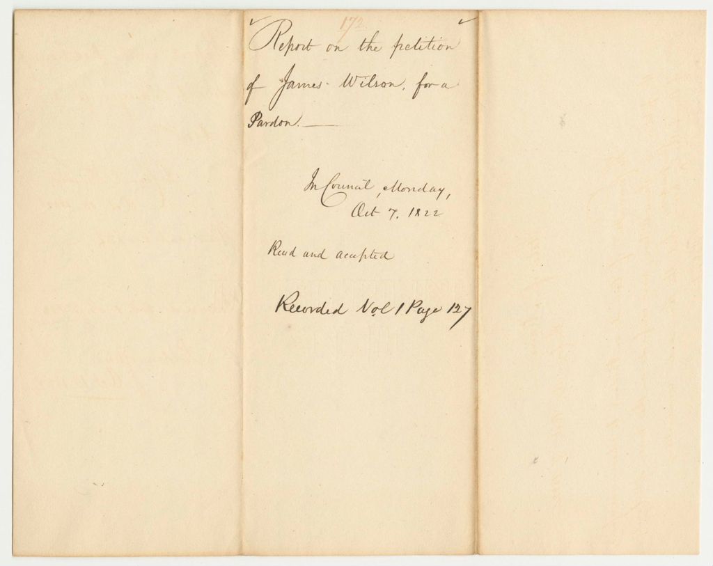 Miniature of Report 172: Report on the Petition of James Wilson for a Pardon
