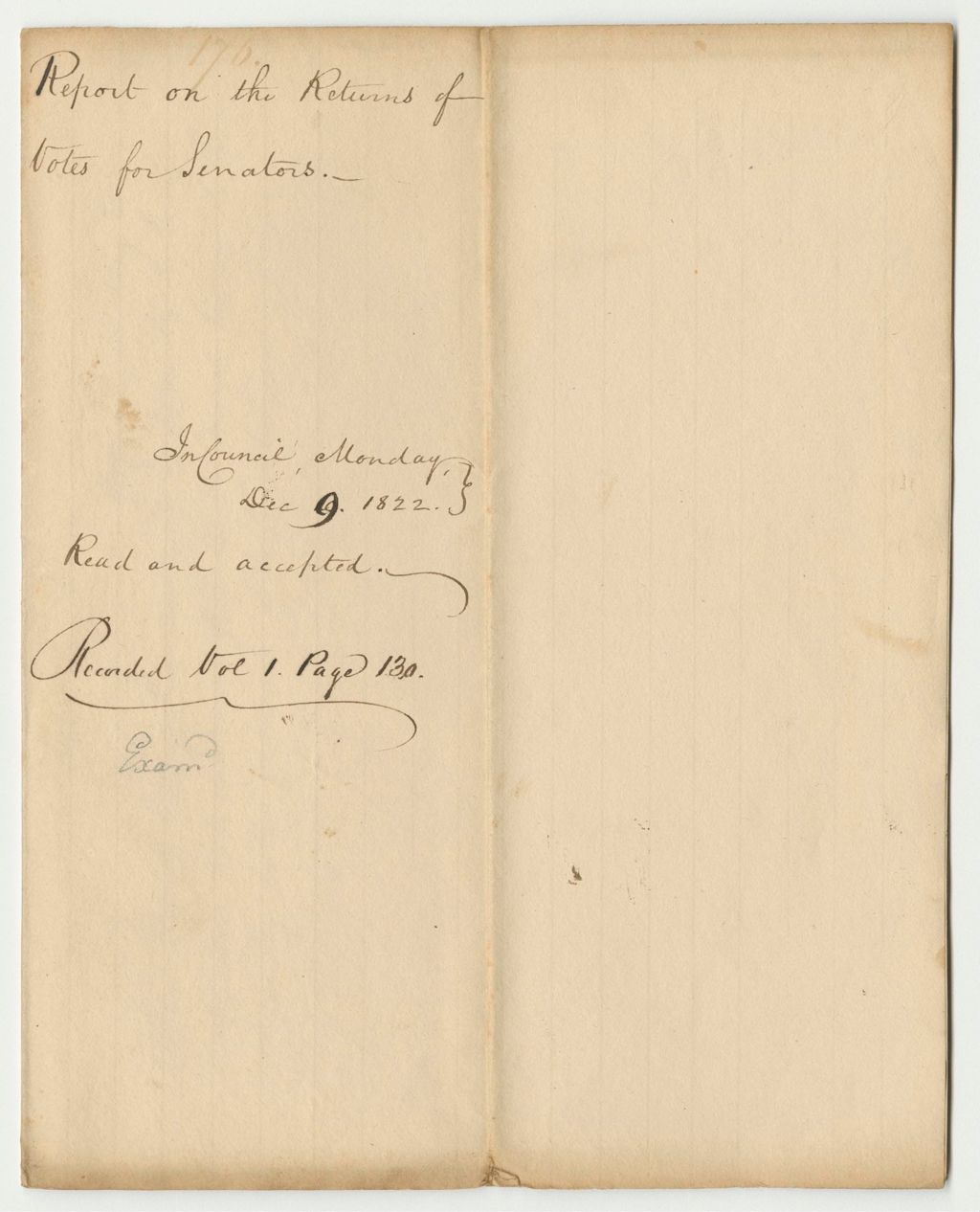 Miniature of Report 176: Report on the Returns of Votes for Senators