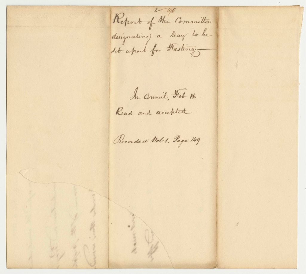 Miniature of Report 196: Report of the Committee designating a Day to be set apart for Fasting