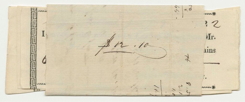 Miniature of E.B. Souther Receipts for Wood Measurements Totalling $12.10