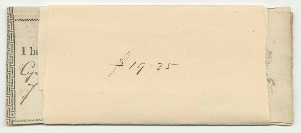 Miniature of D. Cobb Receipts for Wood Measurements Totalling $19.25