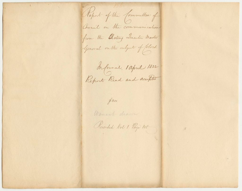 Miniature of Report 156: Report of the Committee of Council on the Communication from the Acting Quarter Master General on the Subject of Colors