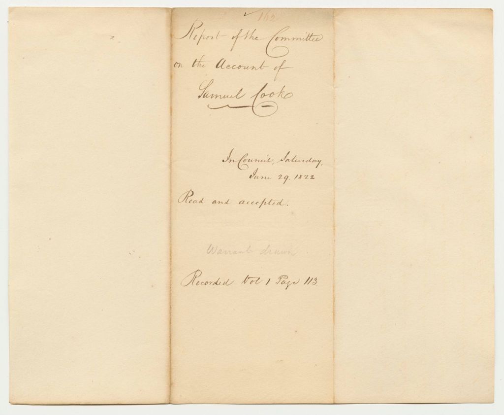 Miniature of Report 162: Report of the Committee on the Account of Samuel Cook