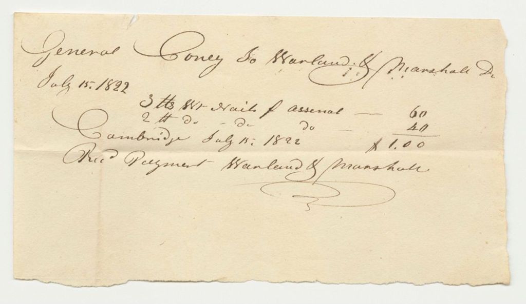 Miniature of Receipt for Warland & Marshall for Nails