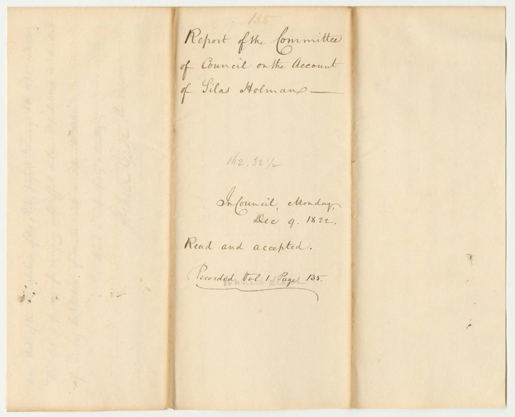 Miniature of Report 188: Report of the Committee of Council on the Account of Silas Holman