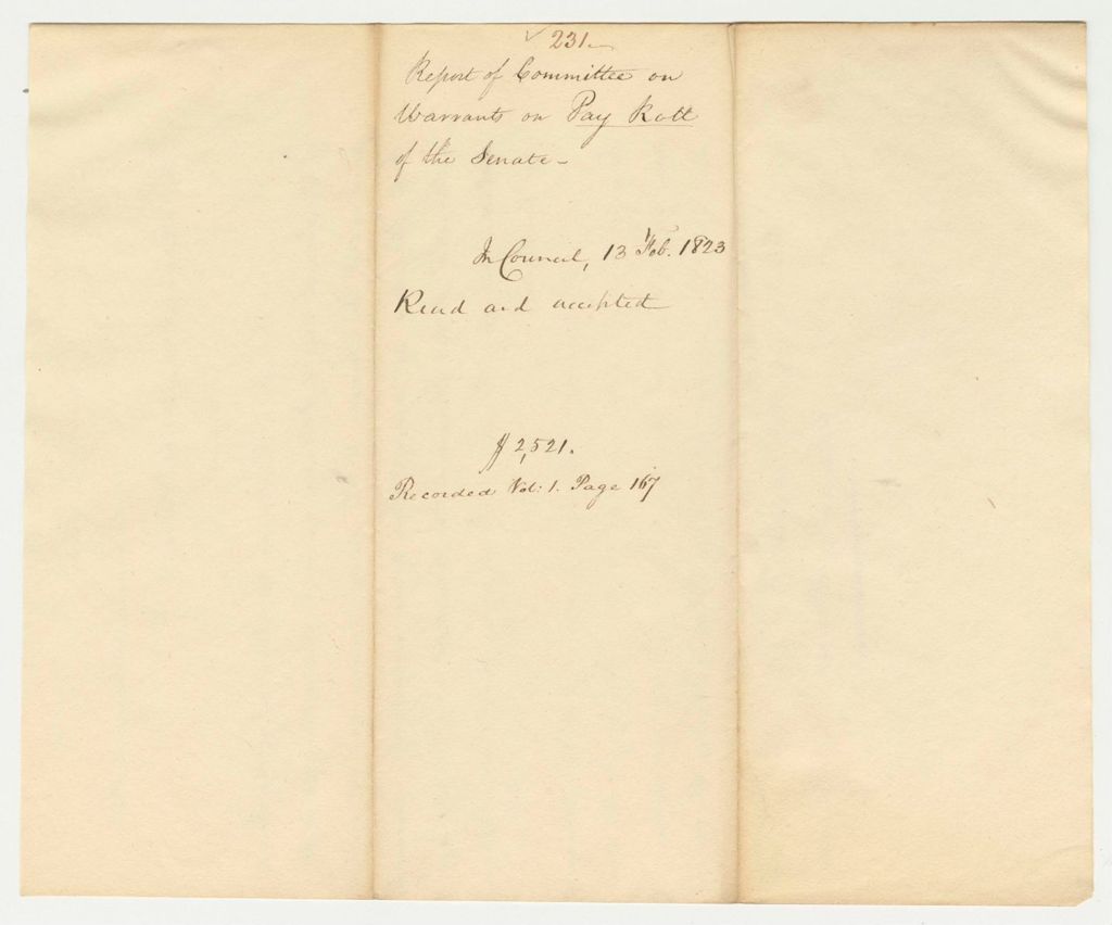 Miniature of Report 231: Report of the Committee on the Warrants on Payroll of the Senate