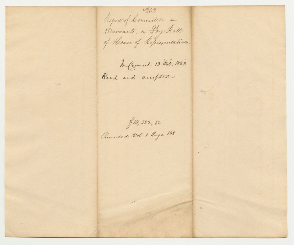 Miniature of Report  232: Report of the Committee on Warrants on Pay Roll of the House of Representatives
