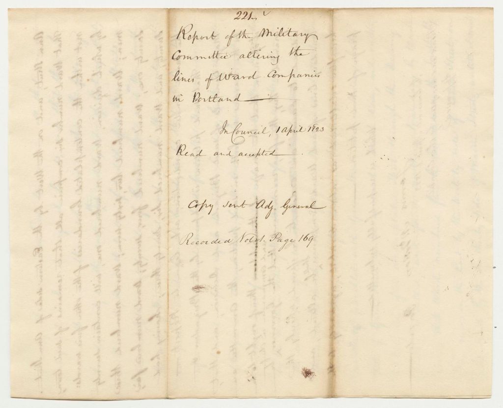 Miniature of Report 221: Report of the Military Committee Altering the Lines of Ward Companies in Portland