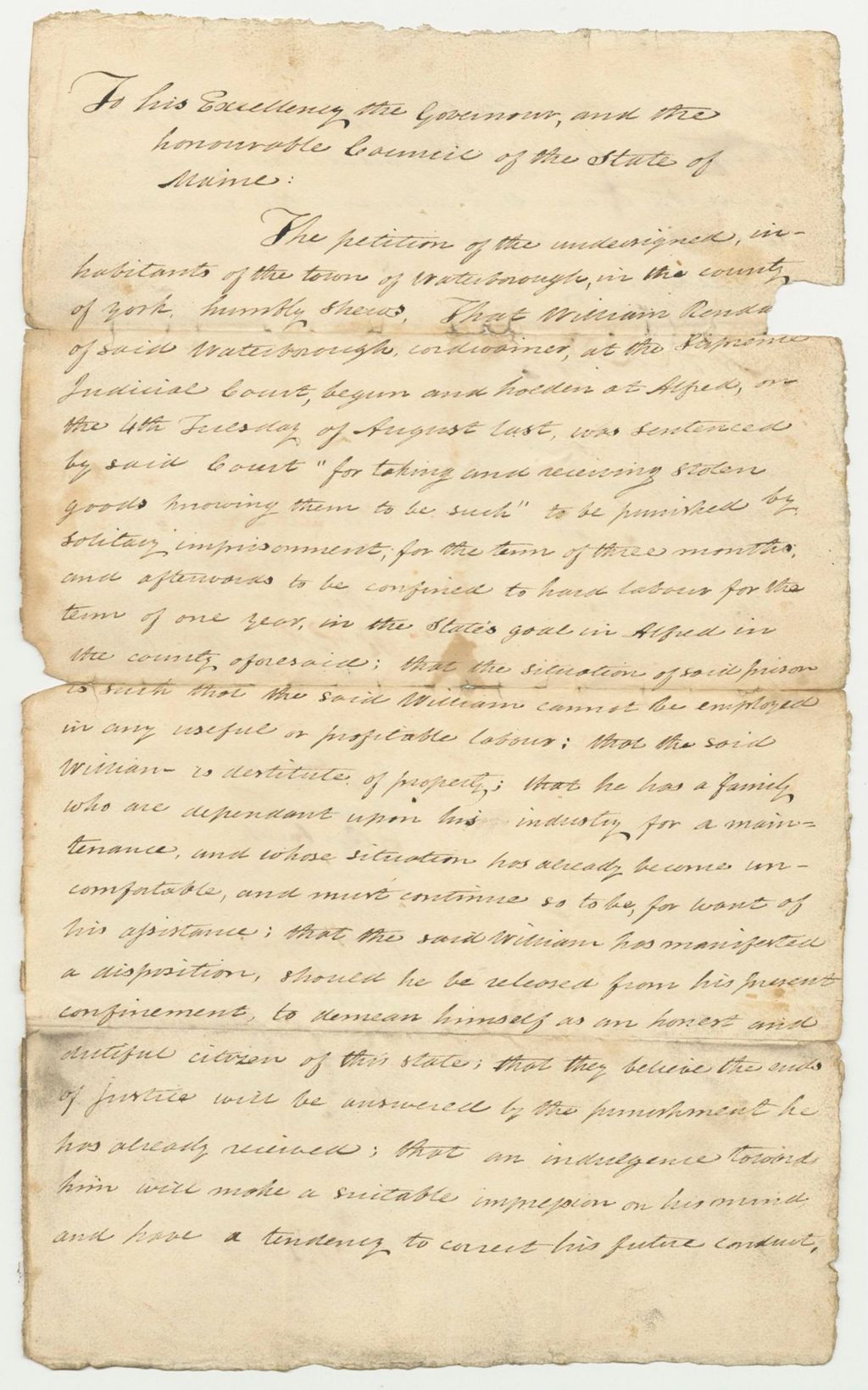 Miniature of Petition for the Pardon of William Randall