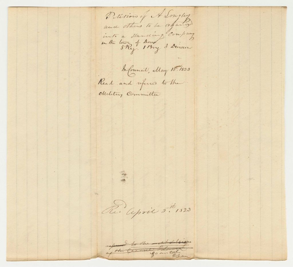 Miniature of Petition of Abraham Longley and others to be Organized Into a Standing Company in the Town of Dover