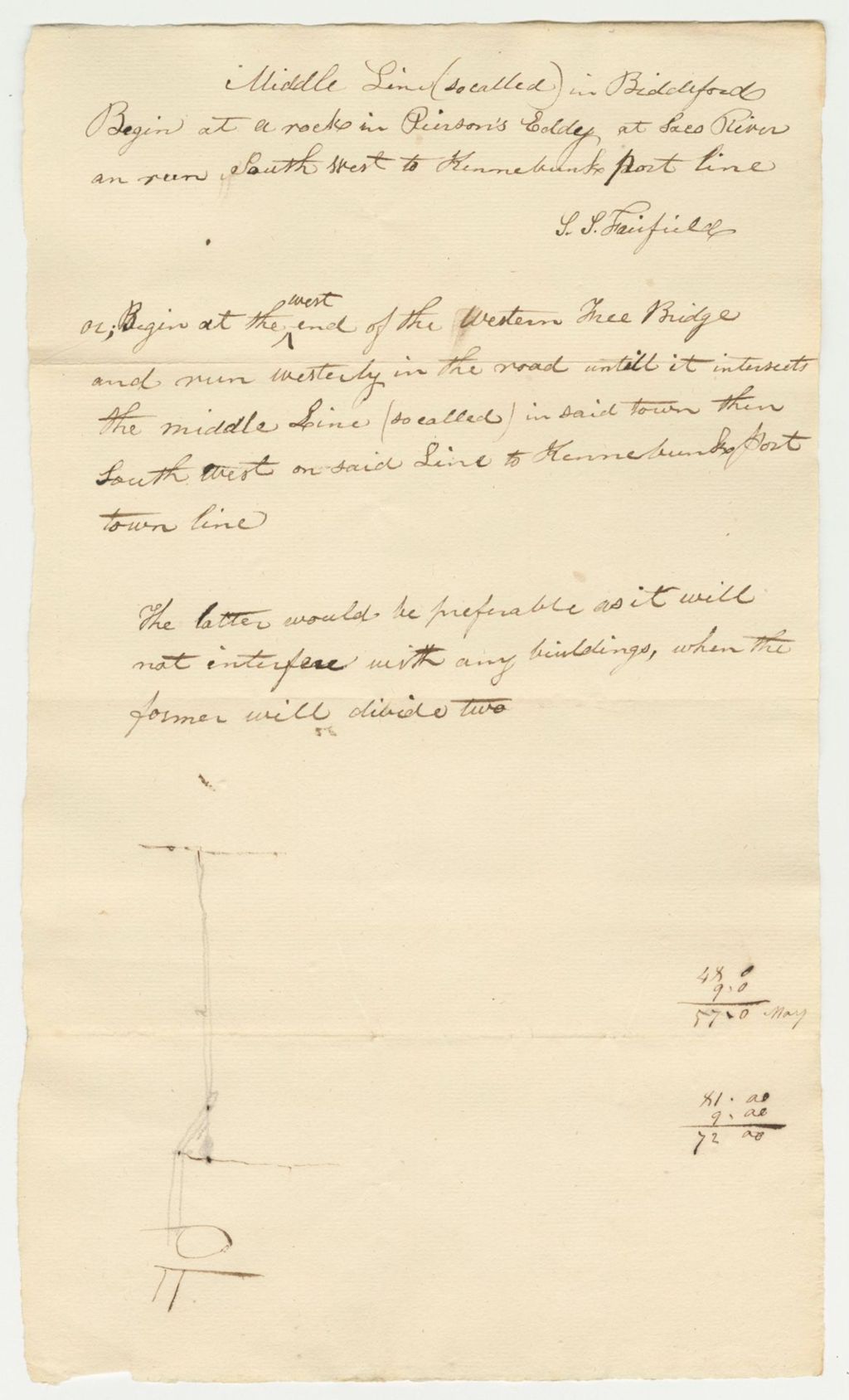 Miniature of Description of the Dividing Line Between the Companies in the Town of Biddeford