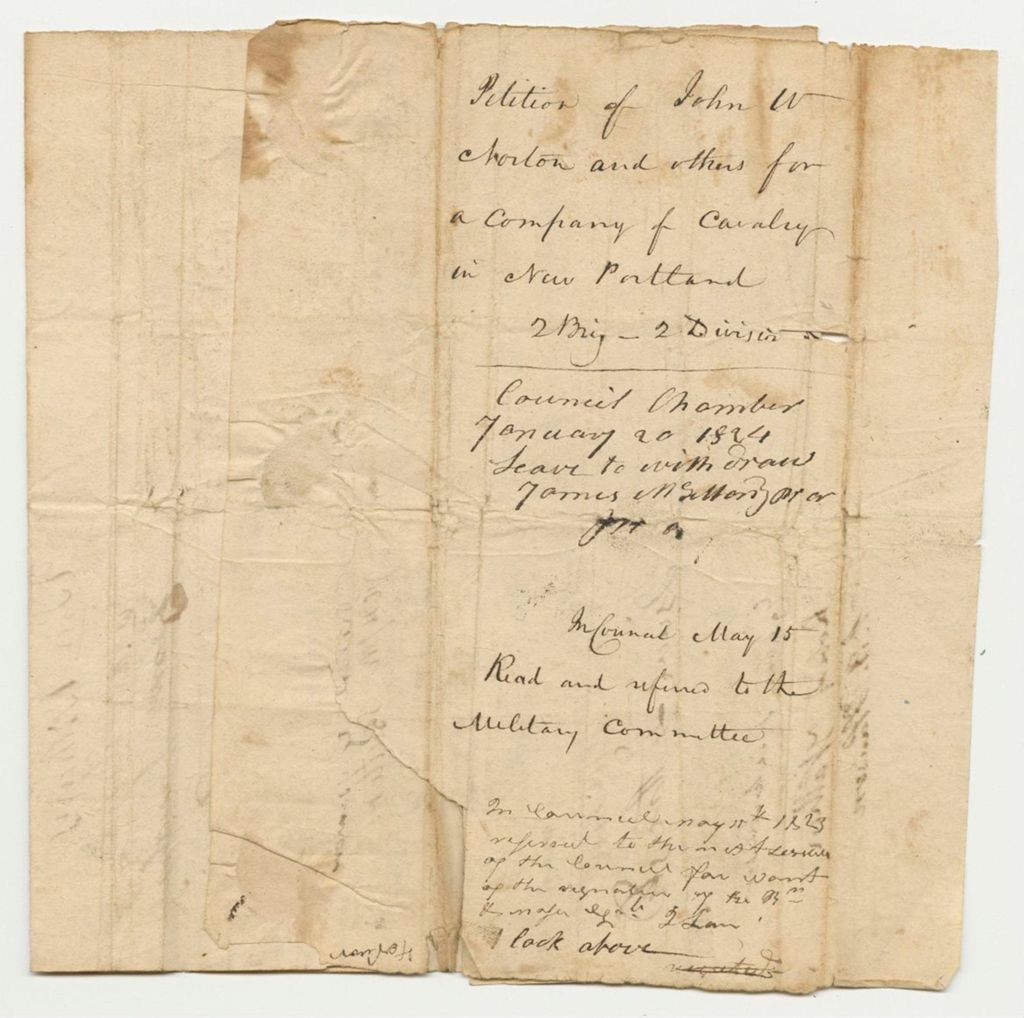 Miniature of Petition of John W. Norton and Others for a Company of Cavalry in New Portland