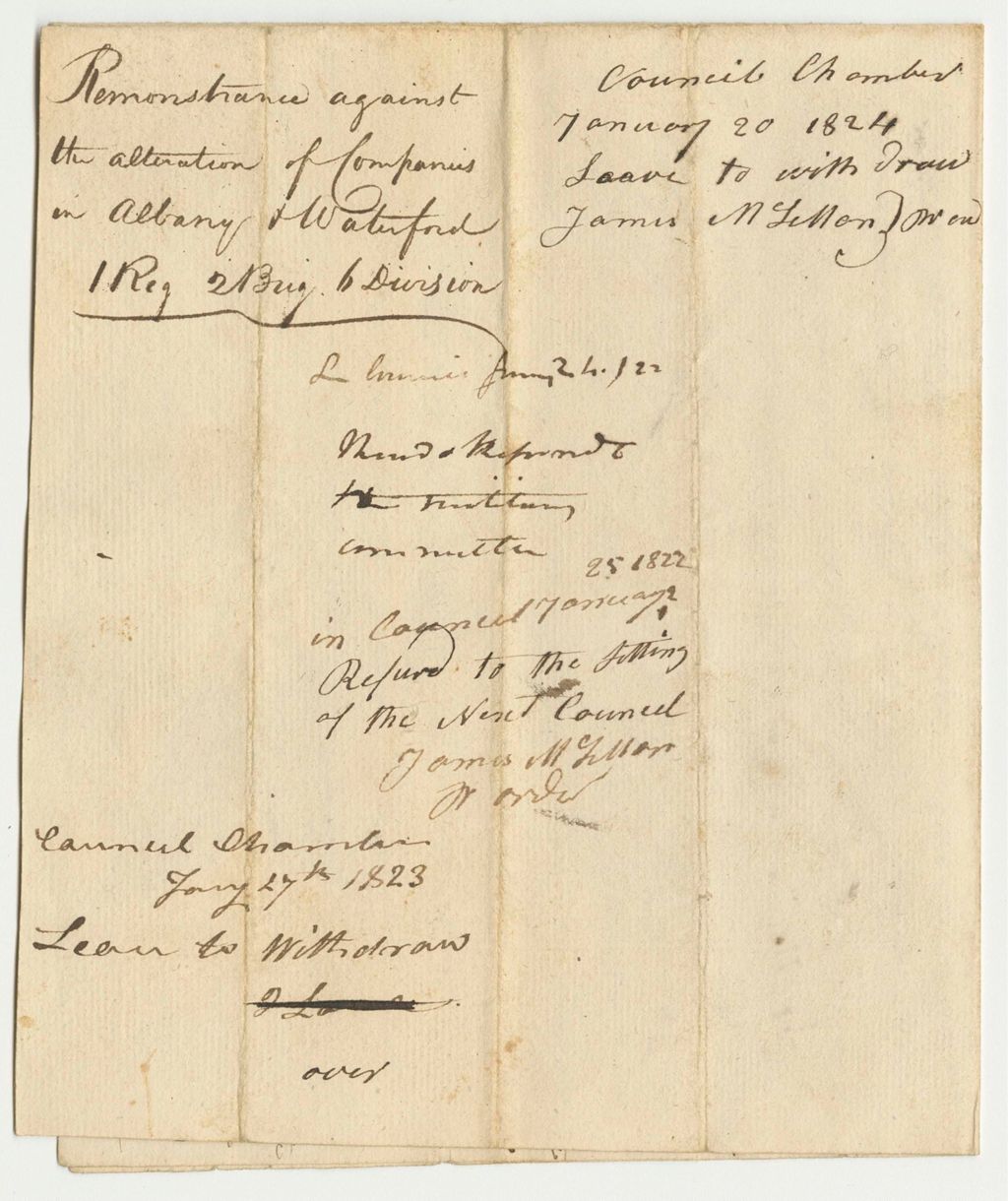 Miniature of Remonstrance Against the Alteration of Companies in Albany and Waterford