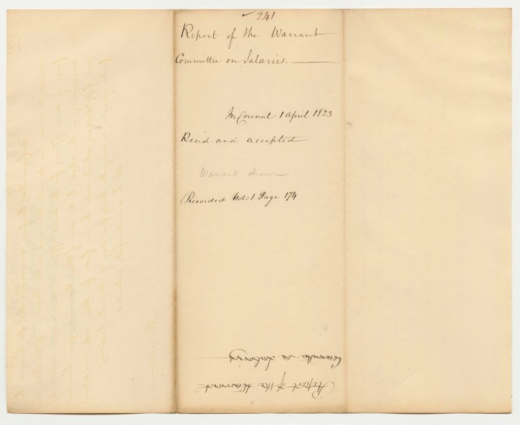 Miniature of Report 241: Report of the Warrant Committee on Salaries