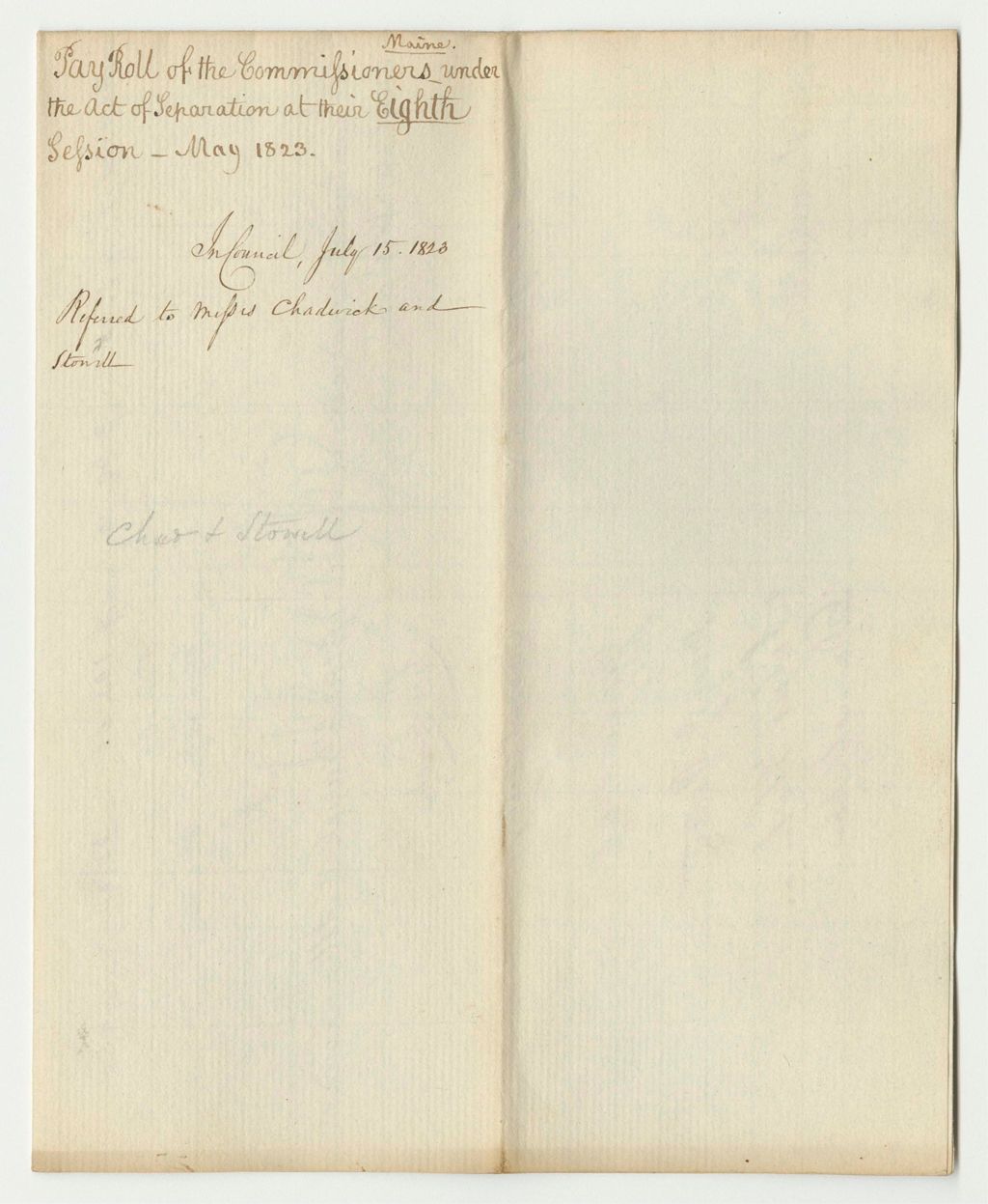 Miniature of Pay Roll of the Commisioners Under the Act of Separation a Their Eighth Session