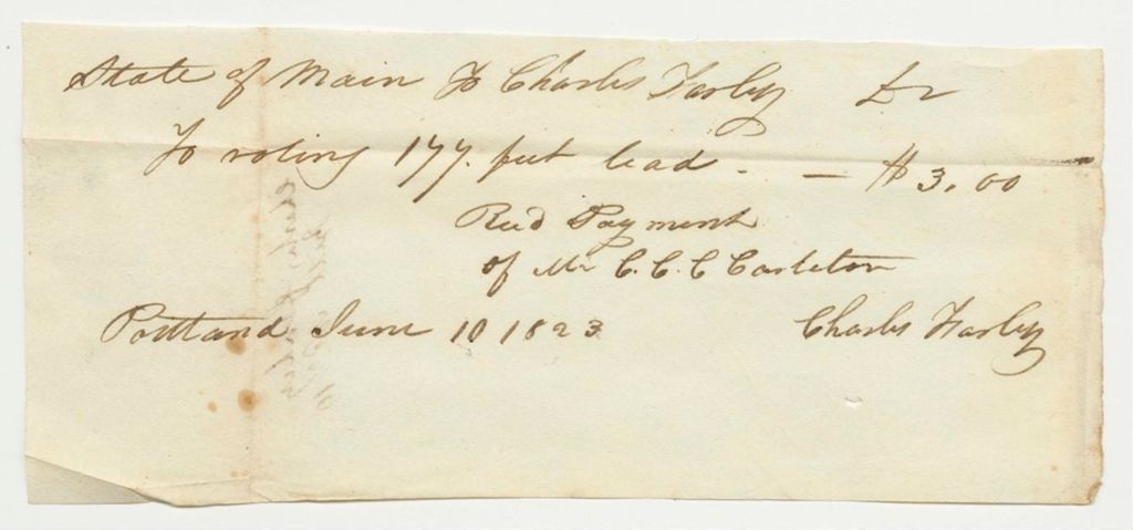 Miniature of Receipt No. 19 for Charles Farley