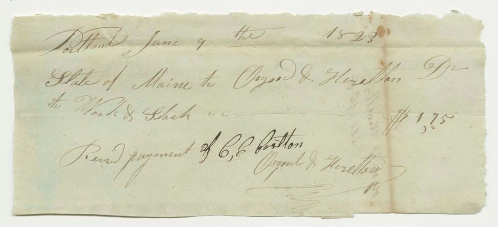Miniature of Receipt No. 18 for Osgood & Herelton