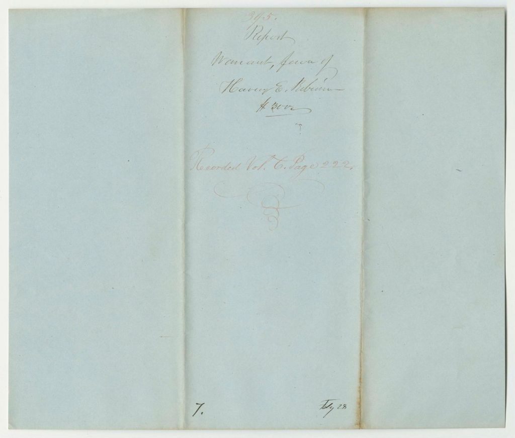 Miniature of Report 395: Warrants in Favor of Harvey E. Robinson for a Pension